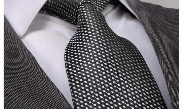 White polka dot jacquard woven tie