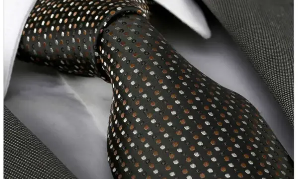 Brown polka dot jacquard woven tie
