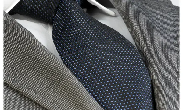 Navy polka dot jacquard woven tie