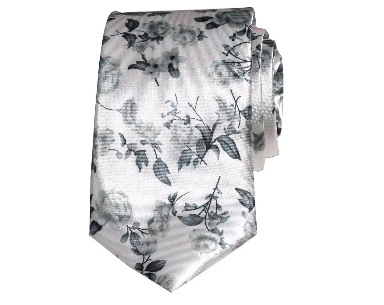 Ivory floral satin tie - Image 2