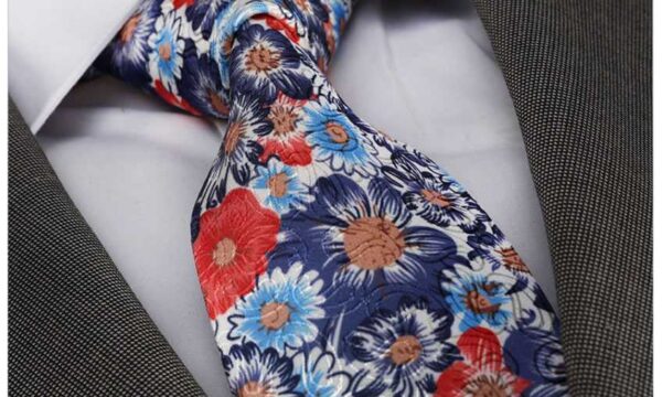 Multi-coloured floral jacquard woven tie