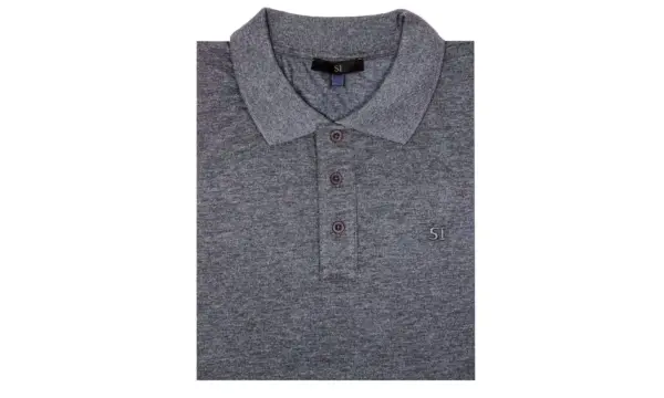 Grey Slim Fit Cotton Blend Polo Shirt  