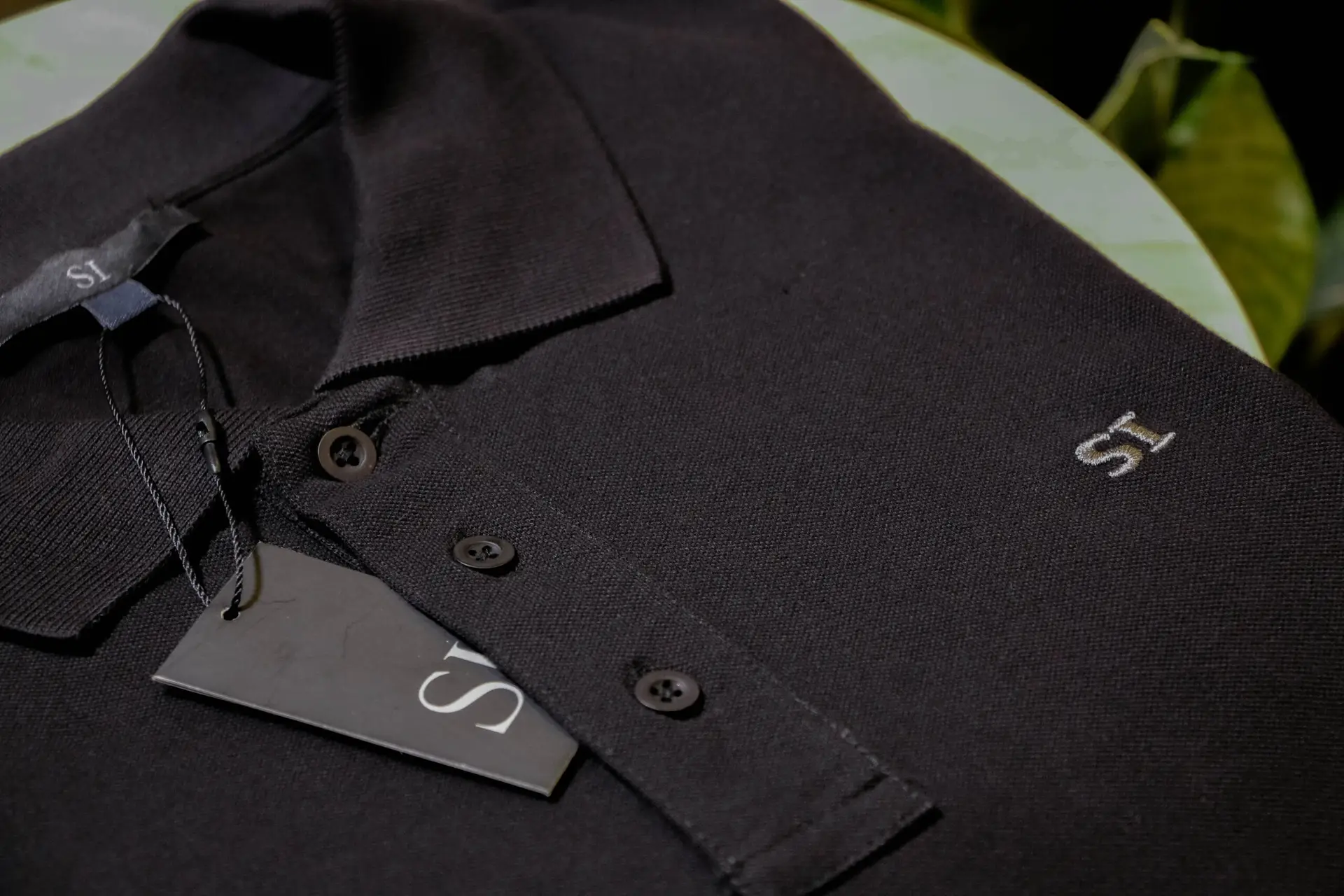 Black Slim Fit Cotton-Blend Polo Shirt - Image 2