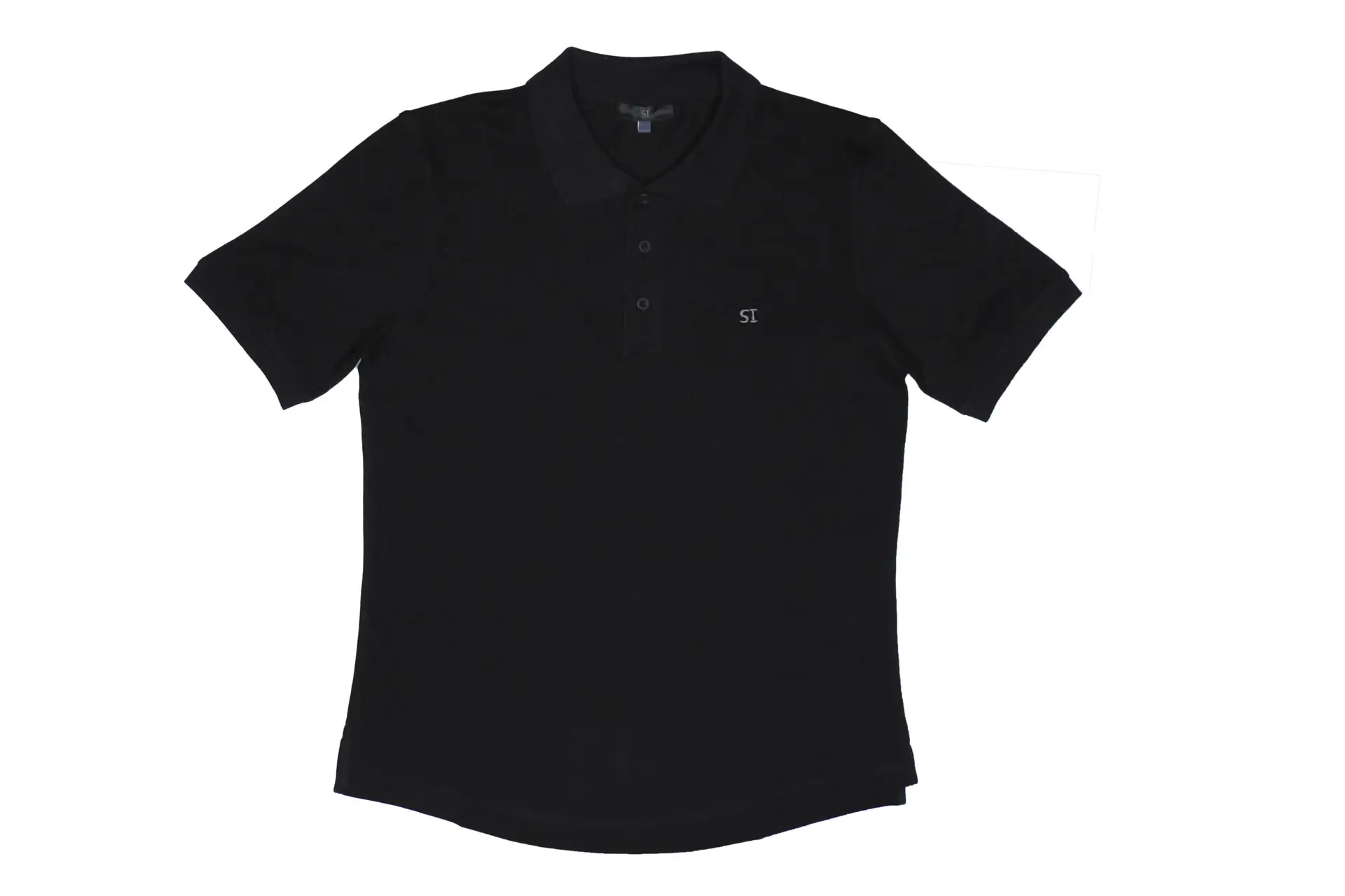 Black Slim Fit Cotton-Blend Polo Shirt - Image 3
