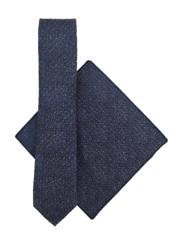 Navy & red polka dot tie and pocket square set - Image 2