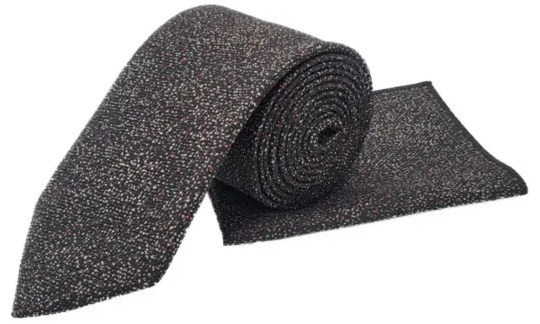 Brown & maroon polka dot tie and pocket square set