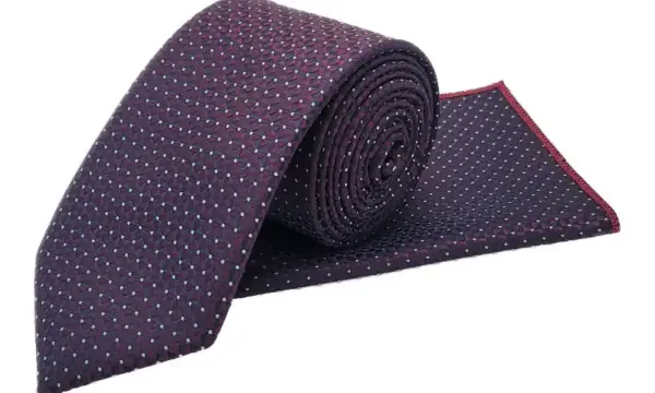 Plum & maroon geometric patterned tie and pocket square set