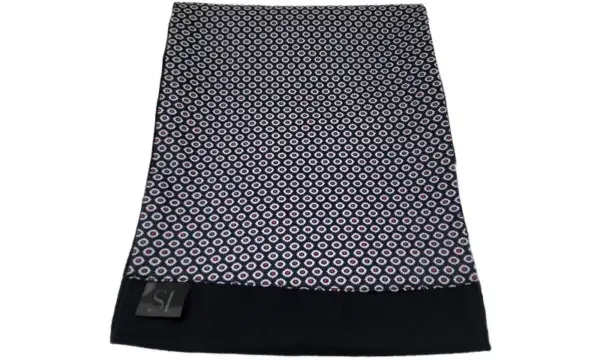 Navy and berry geometric patterned double sided neck scarf