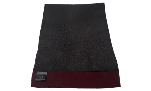 Black and maroon micro patterned polka dot double sided neck scarf