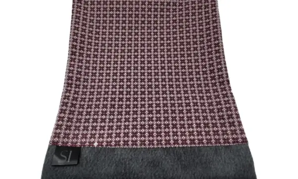 Maroon and white geometric patterned double sided neck scarf