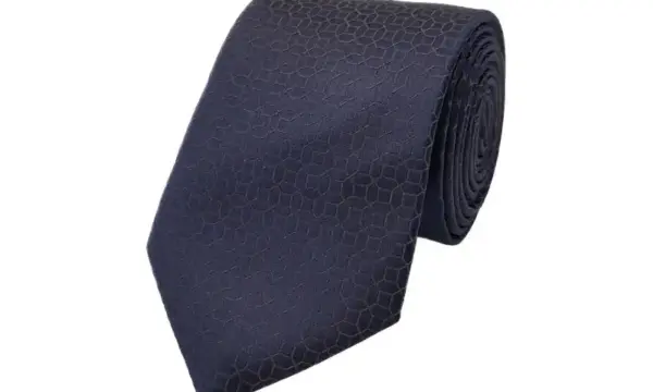 Navy and bronze geometric patterned tie