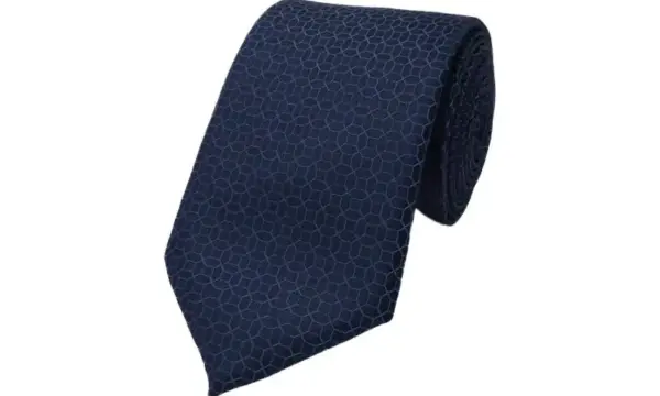 Blue denim-toned and sky blue geometric patterned tie