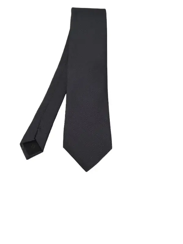 Grey and silver-toned patterned tie - Image 2