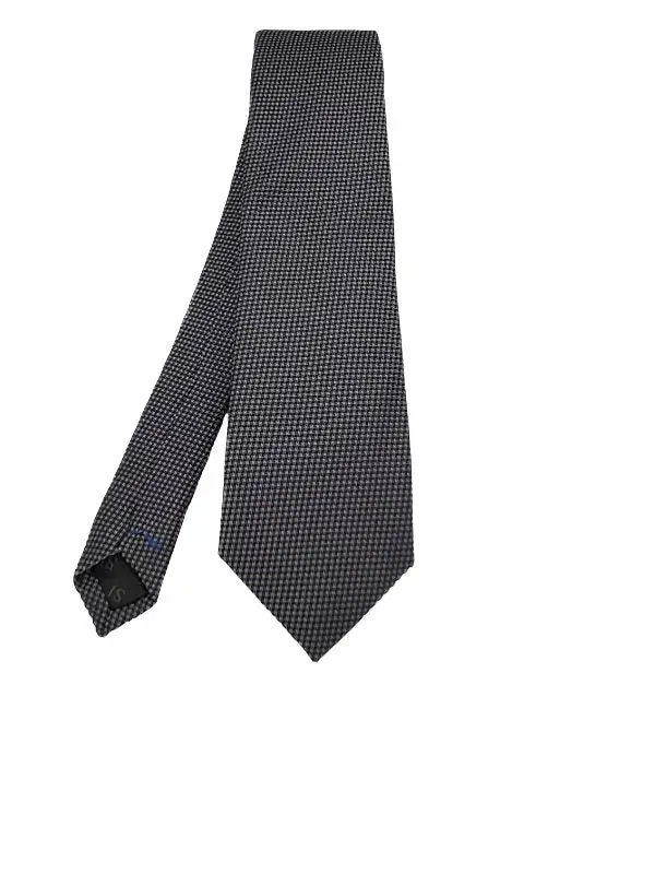 Black and silver-toned houndstooth patterned tie - Image 2
