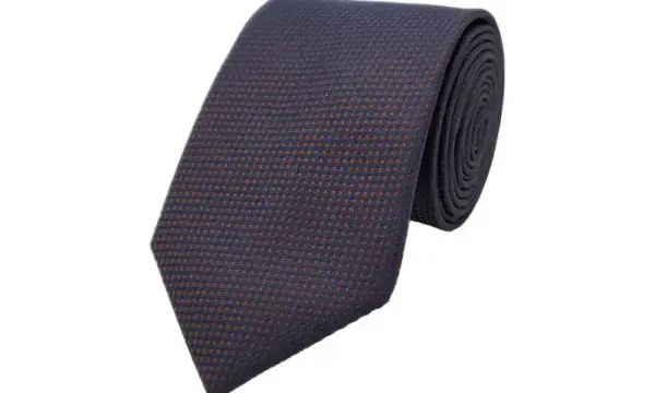 Brown and indigo blue-toned houndstooth patterned tie