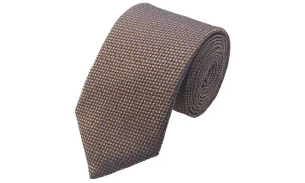 Bronze and navy-toned houndstooth patterned tie