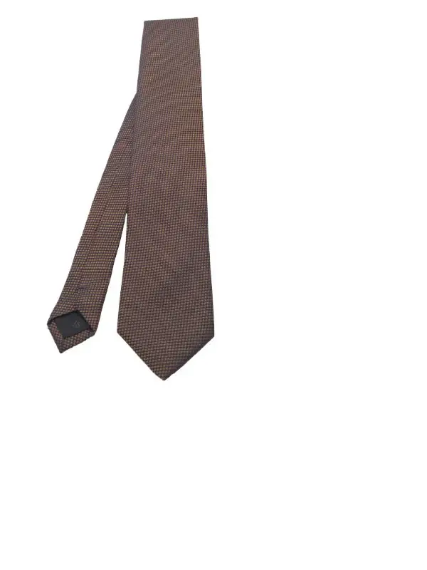Bronze and navy-toned houndstooth patterned tie - Image 2