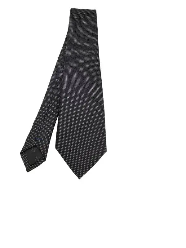 Black and white-toned micro patterned polka dot tie - Image 2