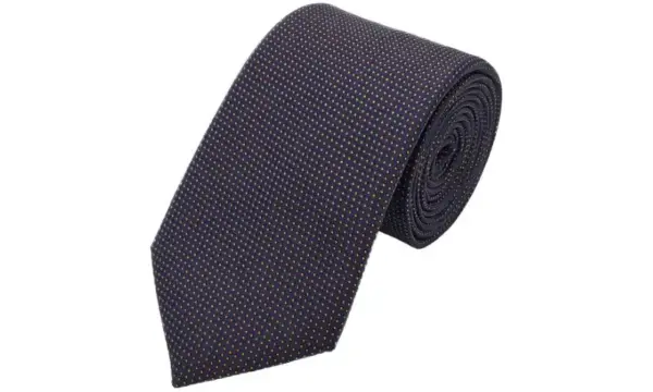Dark indigo and bronze-toned micro patterned polka dot tie