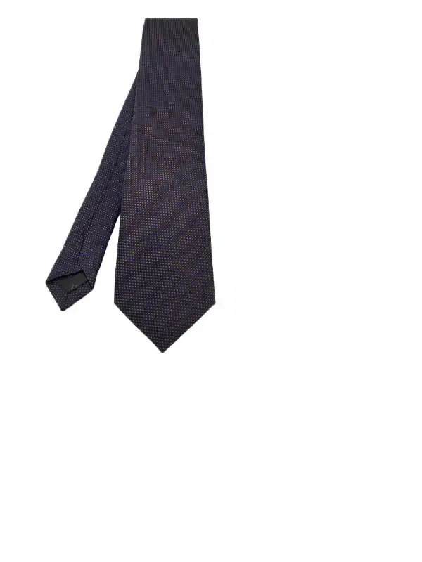 Dark indigo and bronze-toned micro patterned polka dot tie - Image 2