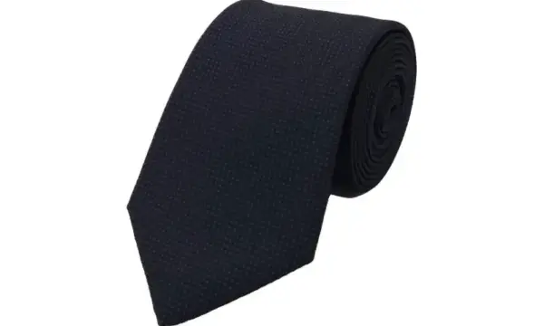 Navy and khaki-toned micro patterned polka dot tie