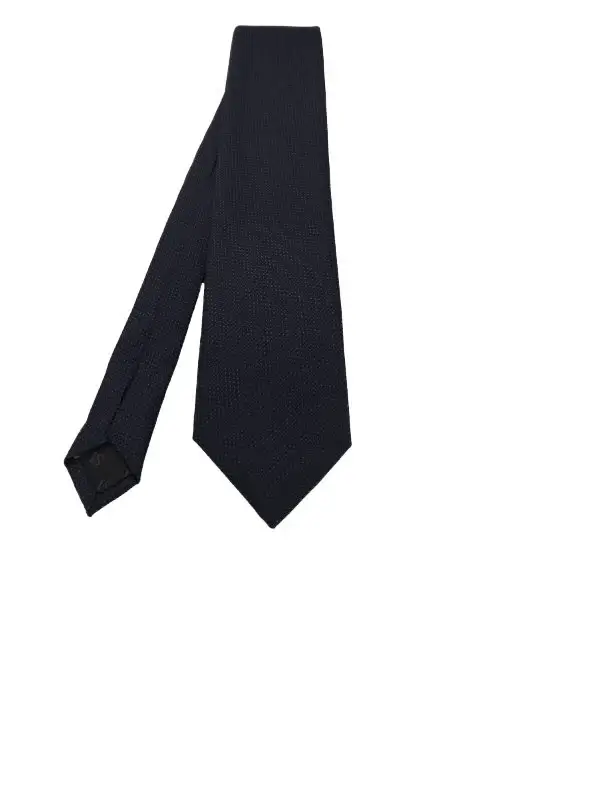 Navy and khaki-toned micro patterned polka dot tie - Image 2