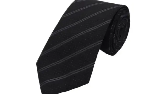 Grey and black double striped tie