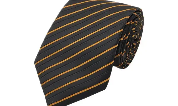 Gold and black diagonal striped tie