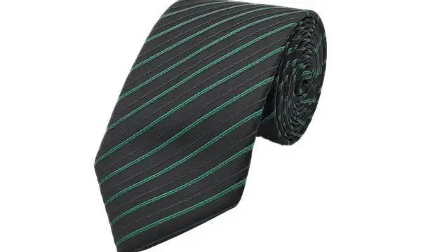 Green and black diagonal striped tie