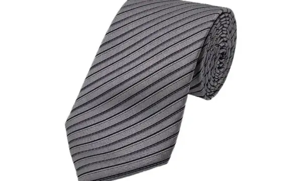 Grey and black diagonal striped tie