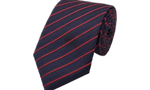 Red and navy diagonal striped tie