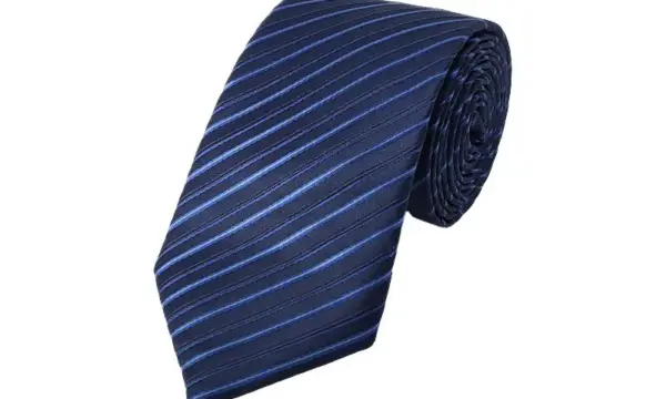 Blue and navy diagonal striped tie