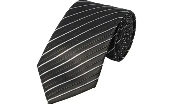 White and black diagonal striped tie