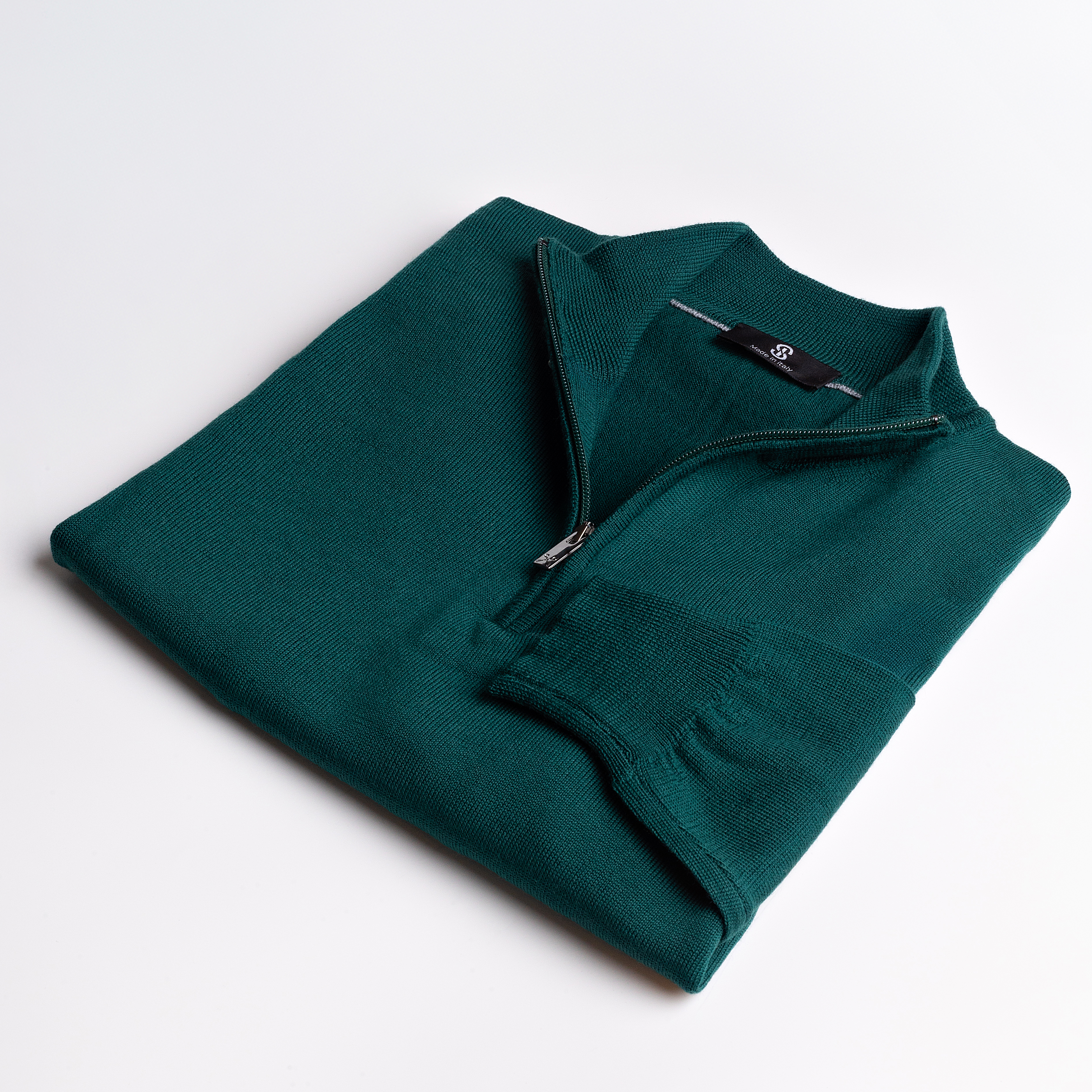 Pure Merino Half Zip Jumper – Deep Forest Green