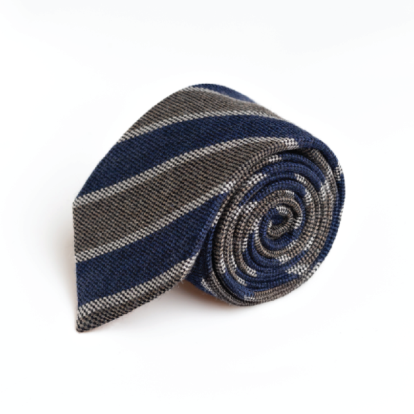 Navy and Olive Striped Tie
